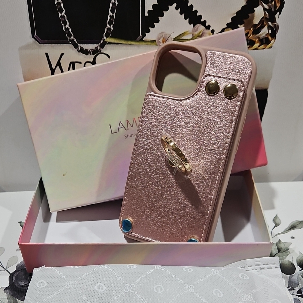 📣$10 DEALS📣Pink Phone Case With Ring And Card Case
